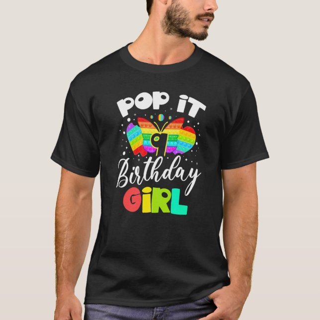 Camiseta Pop It 9 Chica de cumpleaños Fidget Toy Fan Pop Fi (Anverso)
