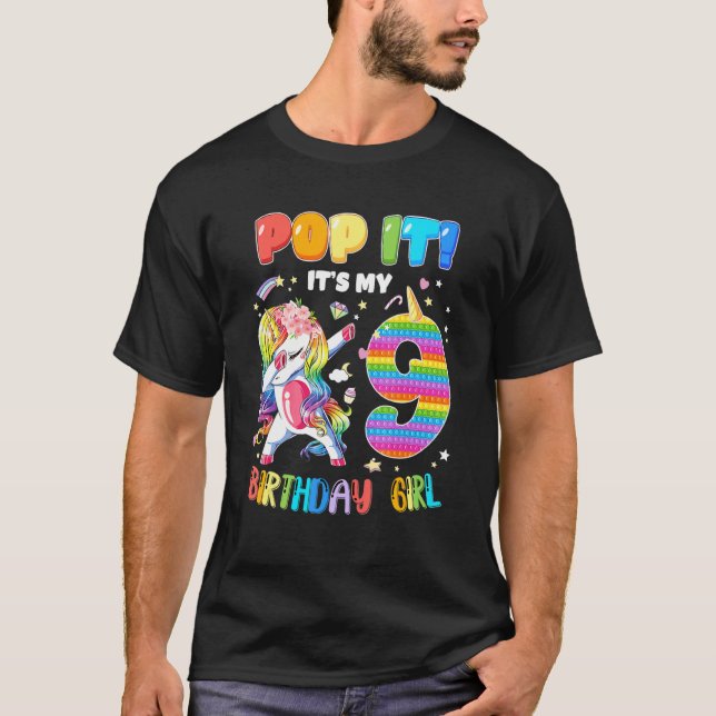 Camiseta Pop it 9 Chicas de cumpleaños de 9 años (Anverso)