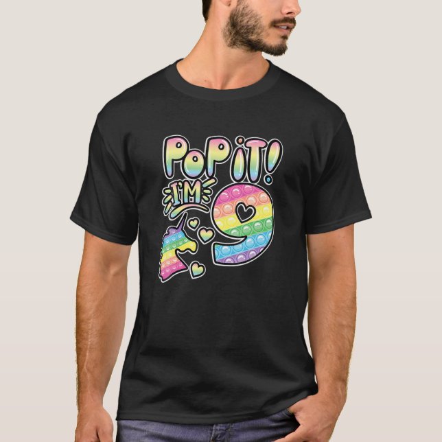 Camiseta Pop It 9Th Birthday Girls Boys 9 Years Old Fidget (Anverso)