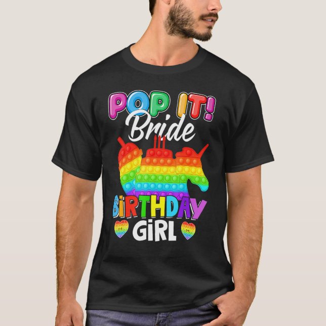 Camiseta Pop It Bride Chica de cumpleaños Fidget Kid Fam (Anverso)