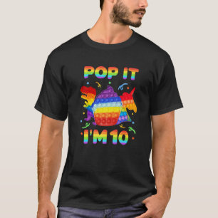Camiseta Pop It I m 10 Cumpleaños Pop Fidget Toys Dinosaur 