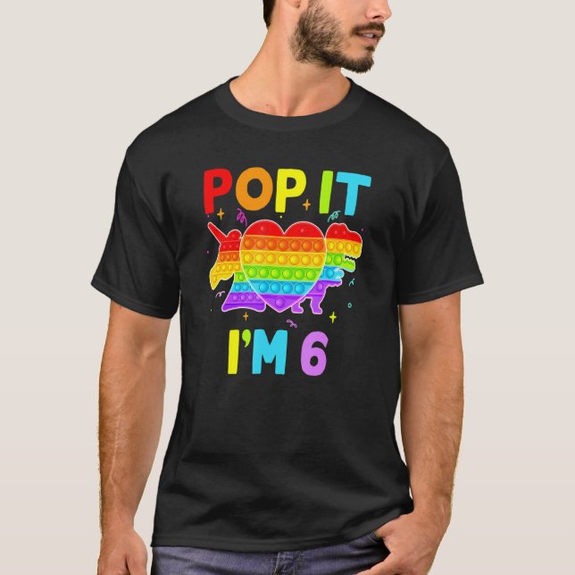 Camiseta Pop It I m 6 Birthday Chica Pop Fidget Toys Graphi (Anverso)
