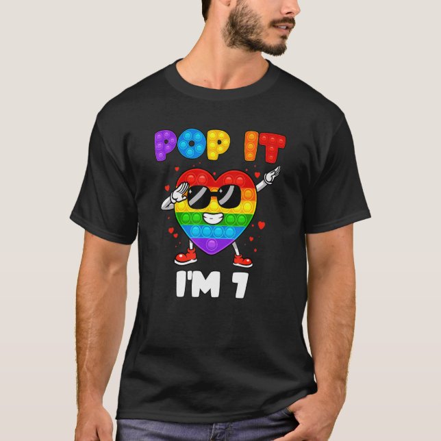 Camiseta Pop It I m 7 Birthday Chica Pop Fidget Gráfico Dab (Anverso)