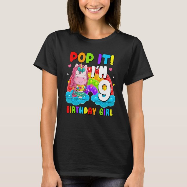 Camiseta Pop It I m 9 Birthday Chica Pop Fidget Toys Graphi (Anverso)