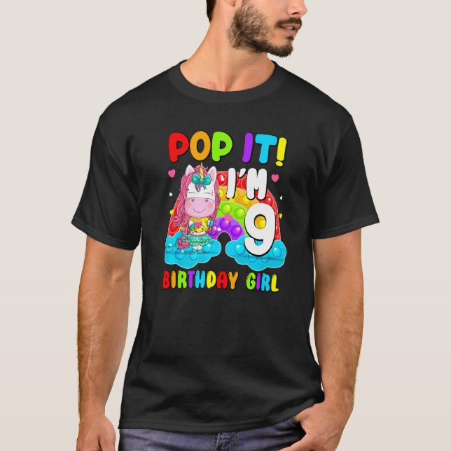 Camiseta Pop It I m 9 Birthday Chica Pop Fidget Toys Graphi (Anverso)