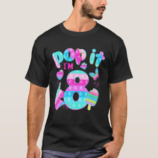 Camiseta Pop It I'm 8 Birthday Unicorn Fidget Toddler 8Th B