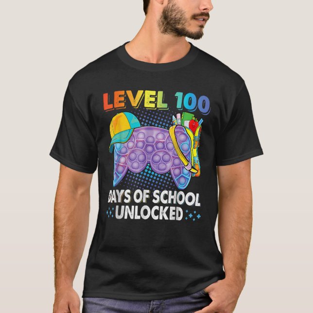 Camiseta Pop It Level 100 Days Of School Unlocked Video Gam (Anverso)
