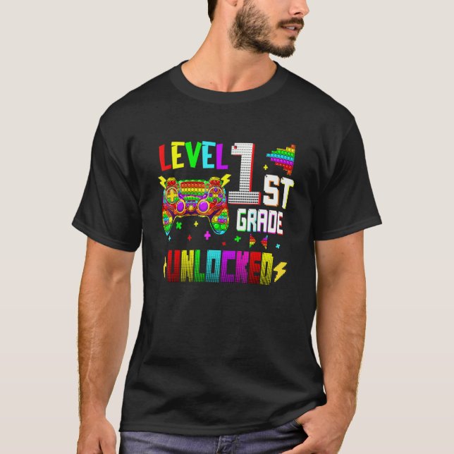 Camiseta Pop It Level 1st Grade Unlocked Video Games Back T (Anverso)