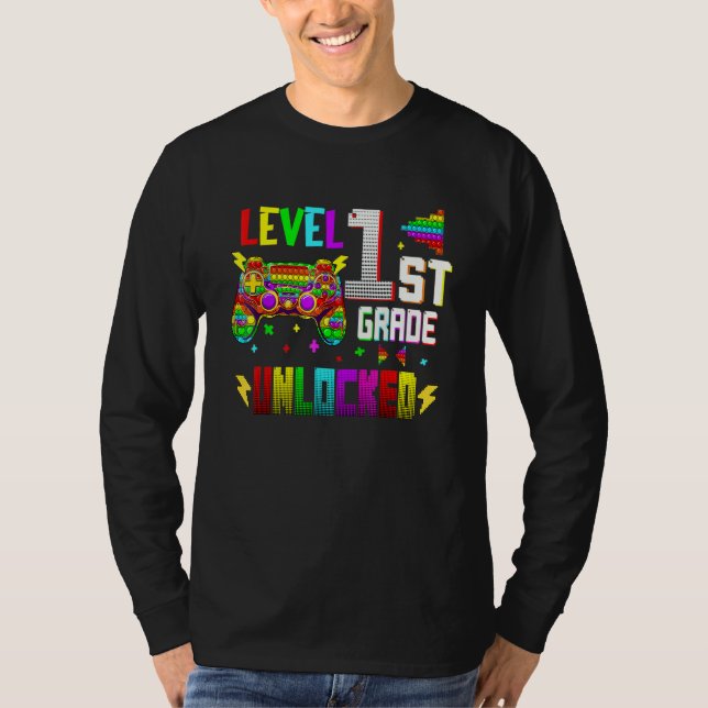 Camiseta Pop It Level 1st Grade Unlocked Video Games Back T (Anverso)