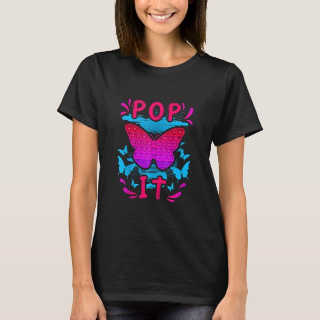 Camiseta Pop It Pink Butterfly Fidget Toy Para Chicas (Anverso)