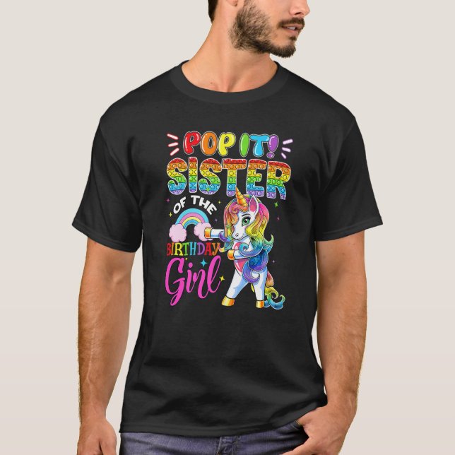 Camiseta Pop It Sister Del Chica De Cumpleaños Fidget Unico (Anverso)