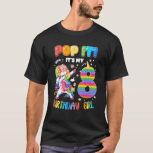 Camiseta Pop it Unicorn Chica de cumpleaños número 8