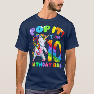 Camiseta Pop it Unicornio 10 Chica de cumpleaños de 10 años