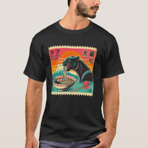 Camiseta Pop Japonés Monte Fuji Sello Postal Fideos Pantera