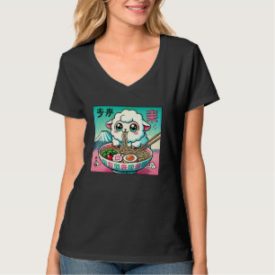 Camiseta Pop Japonés Mt. Fuji Noodle Lover Cordero Cute She
