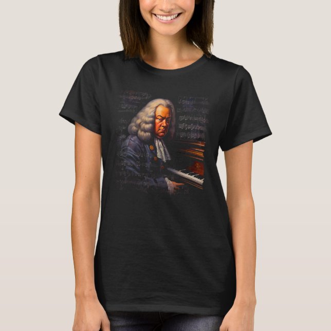 Camiseta Pop Johann Sebastian Bach Music Piano Pianist (Anverso)