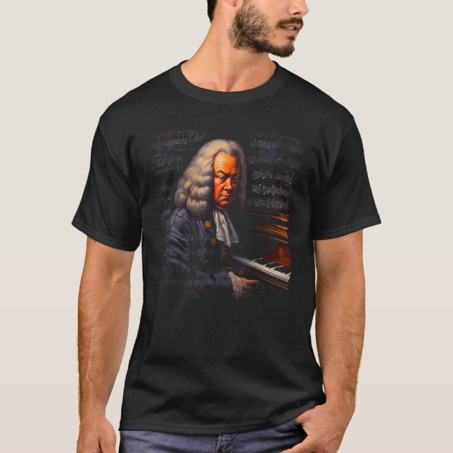 Camiseta Pop Johann Sebastian Bach Music Piano Pianist (Anverso)