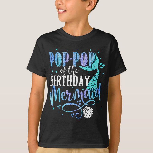 Camiseta Pop-Pop De La Familia De La Sirena De Cumpleaños Q (Anverso)