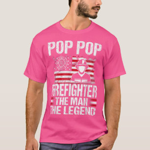 Camiseta Pop Pop Firefighter The Man The Legend Retro USA F