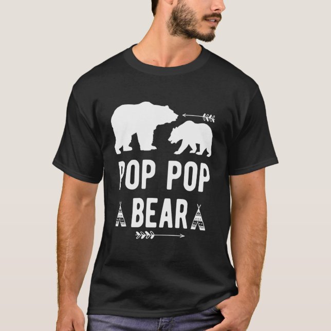 Camiseta Pop Pop Pop Bear Arrow Abuelo Bear Gige Abuelos (Anverso)