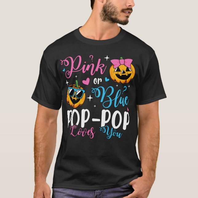 Camiseta Pop-Pop Rosa O Azul Te Ama Calabaza Hombres Bebés (Anverso)