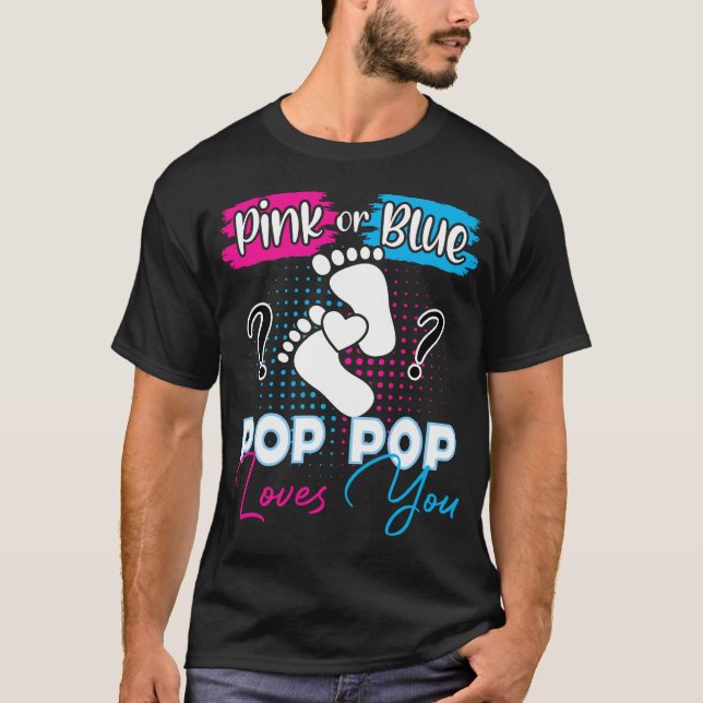 Camiseta Pop rosa o azul ama el género del embarazo (Anverso)