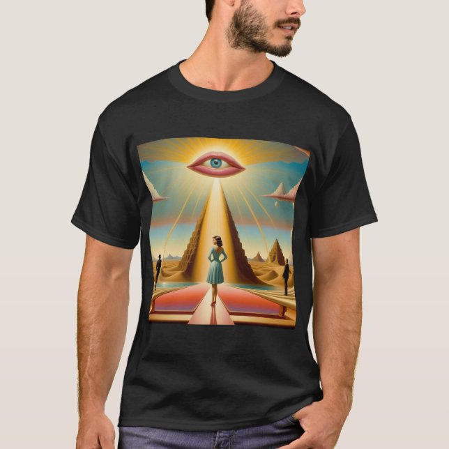Camiseta Pop Surreal Paisaje con figuras (Anverso)