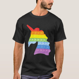 Camiseta Pop Up Fidget Juego Unicorn Arcoiris Colorido Para