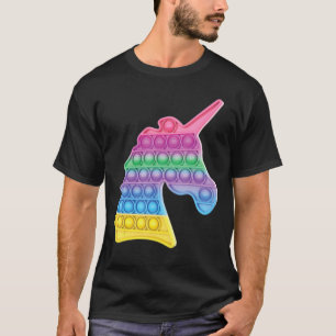Camiseta Pop Up Fidget Juego Unicorn Arcoiris Colorido Para