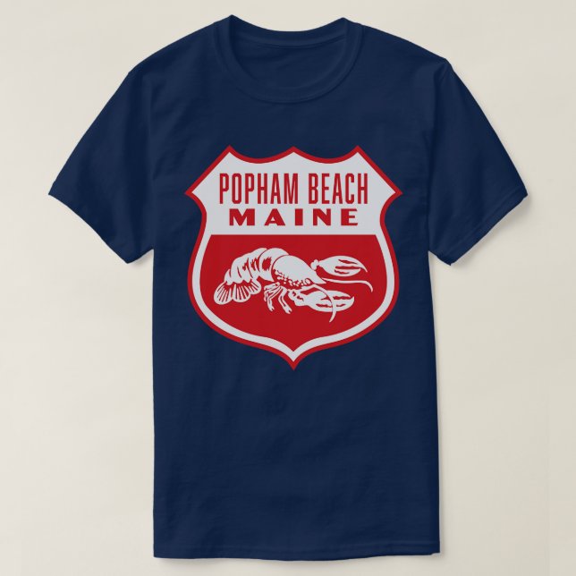 Camiseta Popham Beach Maine Retro Shield White (Diseño del anverso)