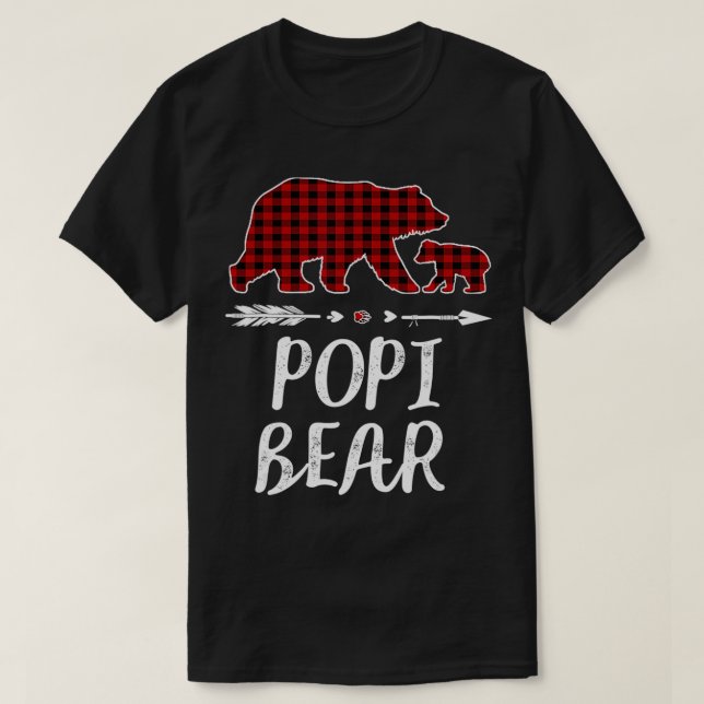 Camiseta Popi Bear Christmas Pajama Red Plaid Buffalo Famil (Diseño del anverso)