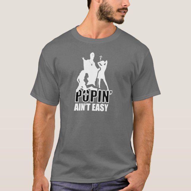 Camiseta Popin no es fácil (en blanco y negro) (Anverso)