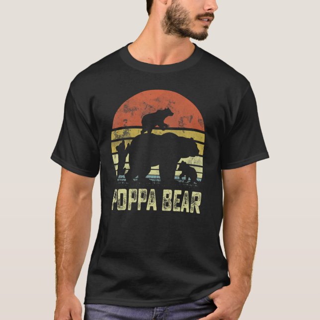 Camiseta Poppa Bear Matando a la Familia 3 niños Día del Pa (Anverso)