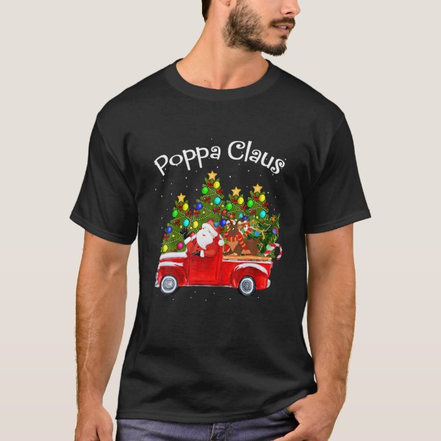 Camiseta Poppa Claus Car Santa Pickup Reindeer (Anverso)