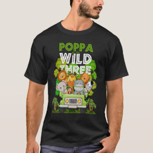 Camiseta Poppa Del Salvaje Safari De Cumpleaños De Tres Cam