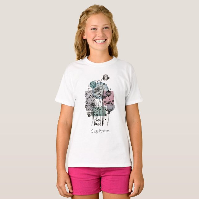 Camiseta Poppies Doodle En Tinta Y Acuarela (Anverso completo)