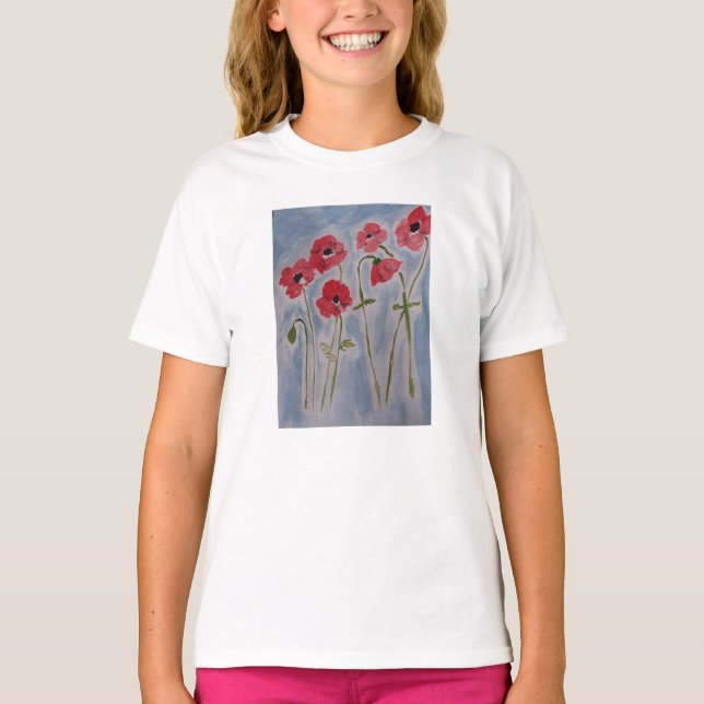 Camiseta Poppies rojos salvajes (Anverso)