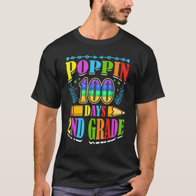 Camiseta Poppin 100 Days 2nd Grade Primary School Kid Eleme (Anverso)