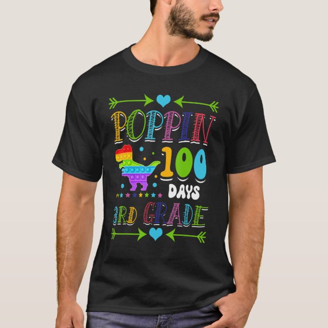 Camiseta Poppin 100 Days 3rd Grade Primary School Dinosaur  (Anverso)