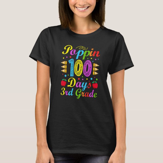 Camiseta Poppin 100 Days 3rd Grade Primary School Kid Eleme (Anverso)