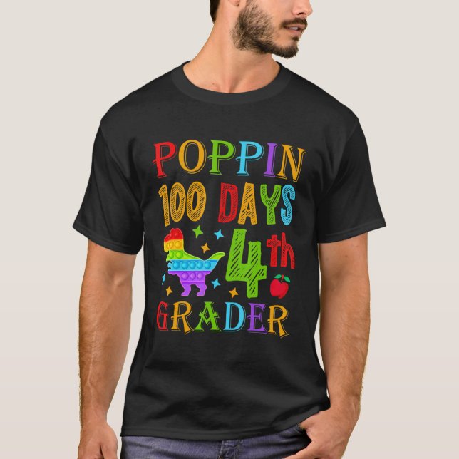 Camiseta Poppin 100 Days 4th Grader Primary School Kid Elem (Anverso)