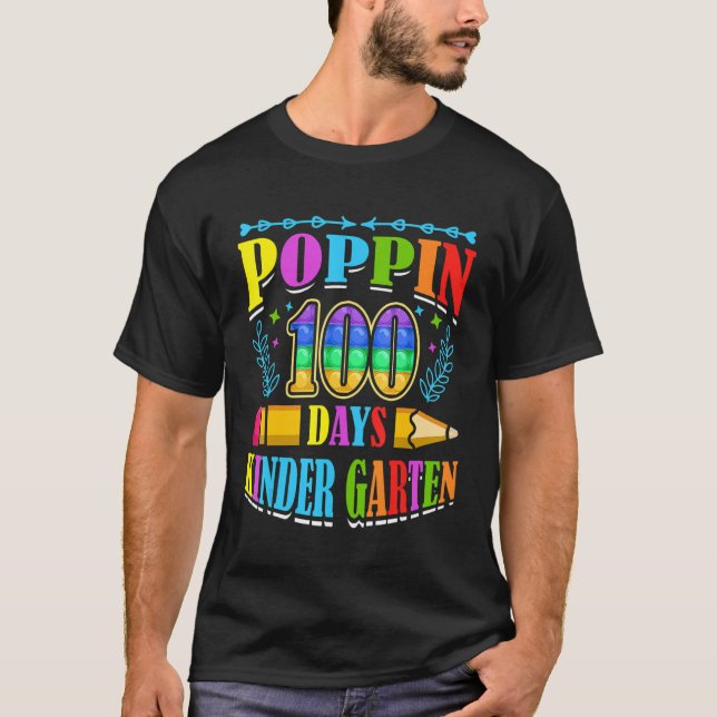 Camiseta Poppin 100 Days Kindergarten School Kid Schooler P (Anverso)
