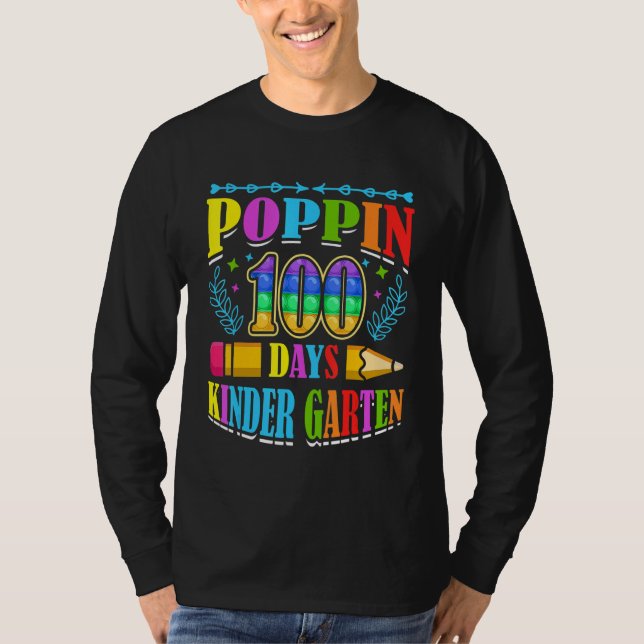 Camiseta Poppin 100 Days Kindergarten School Kid Schooler P (Anverso)