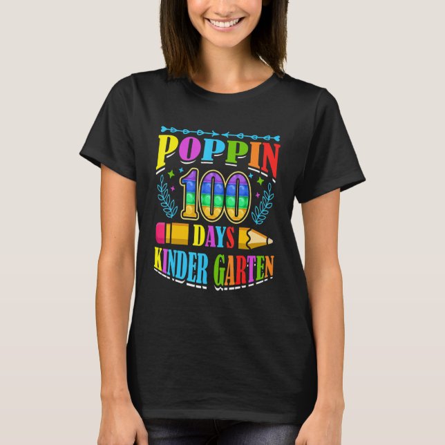 Camiseta Poppin 100 Days Kindergarten School Kid Schooler P (Anverso)