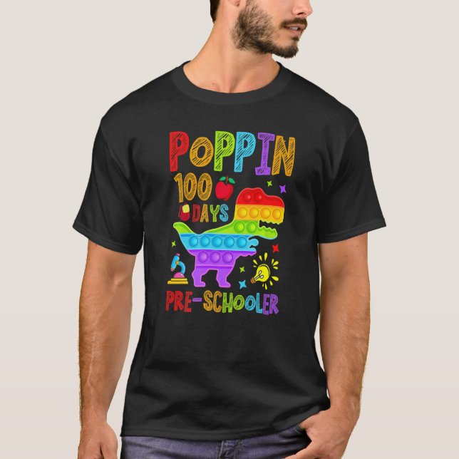 Camiseta Poppin 100 Days Preschool Nursery School Dino T-Re (Anverso)