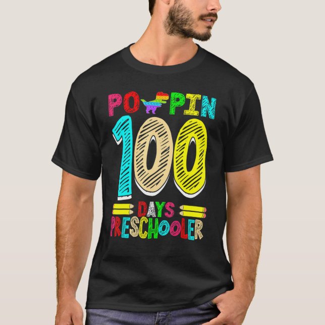 Camiseta Poppin 100 Days Preschooler Dinosaur Nursery Schoo (Anverso)