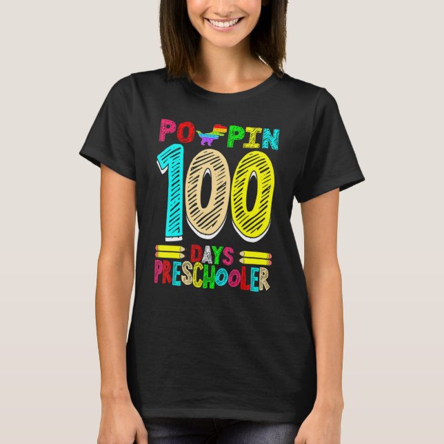 Camiseta Poppin 100 Days Preschooler Dinosaur Nursery Schoo (Anverso)