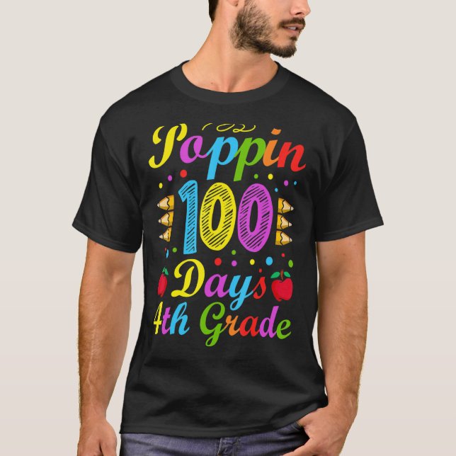 Camiseta Poppin 100 días de 4º curso de la escuela primaria (Anverso)