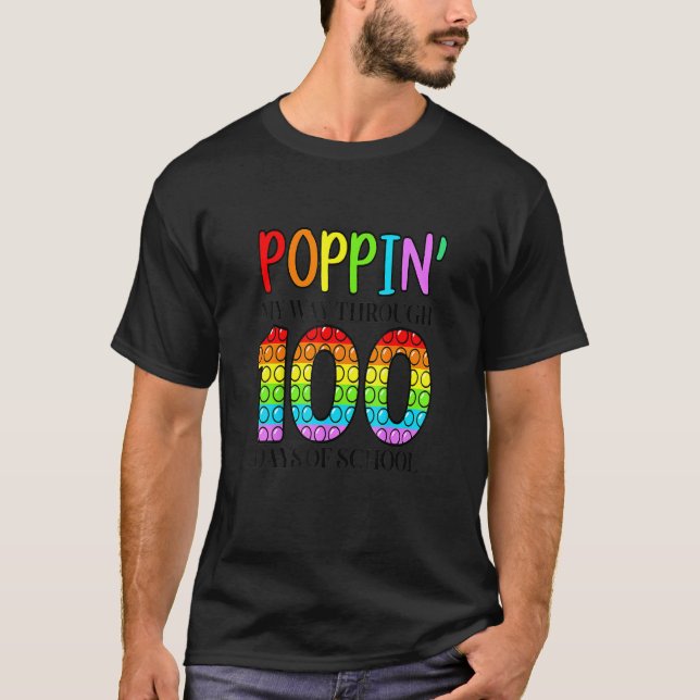 Camiseta Poppin A Través De 100 Días De Escuela Para Hombre (Anverso)