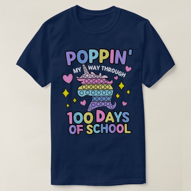 Camiseta Poppin My Way Through 100 Days Funny (Diseño del anverso)